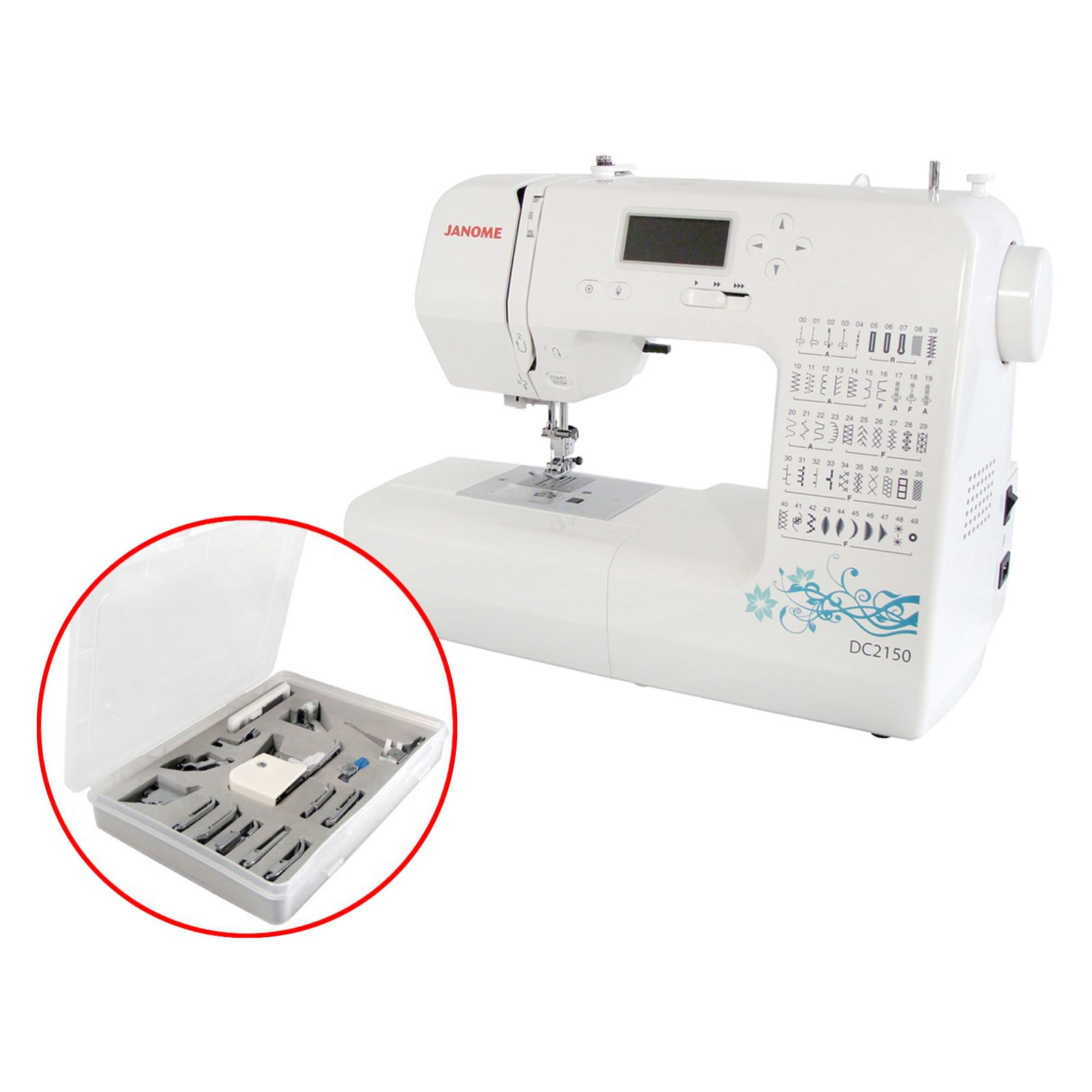 Janome DC2150 Sewing Machine with Walking Foot Feet Set Sew Much Easier