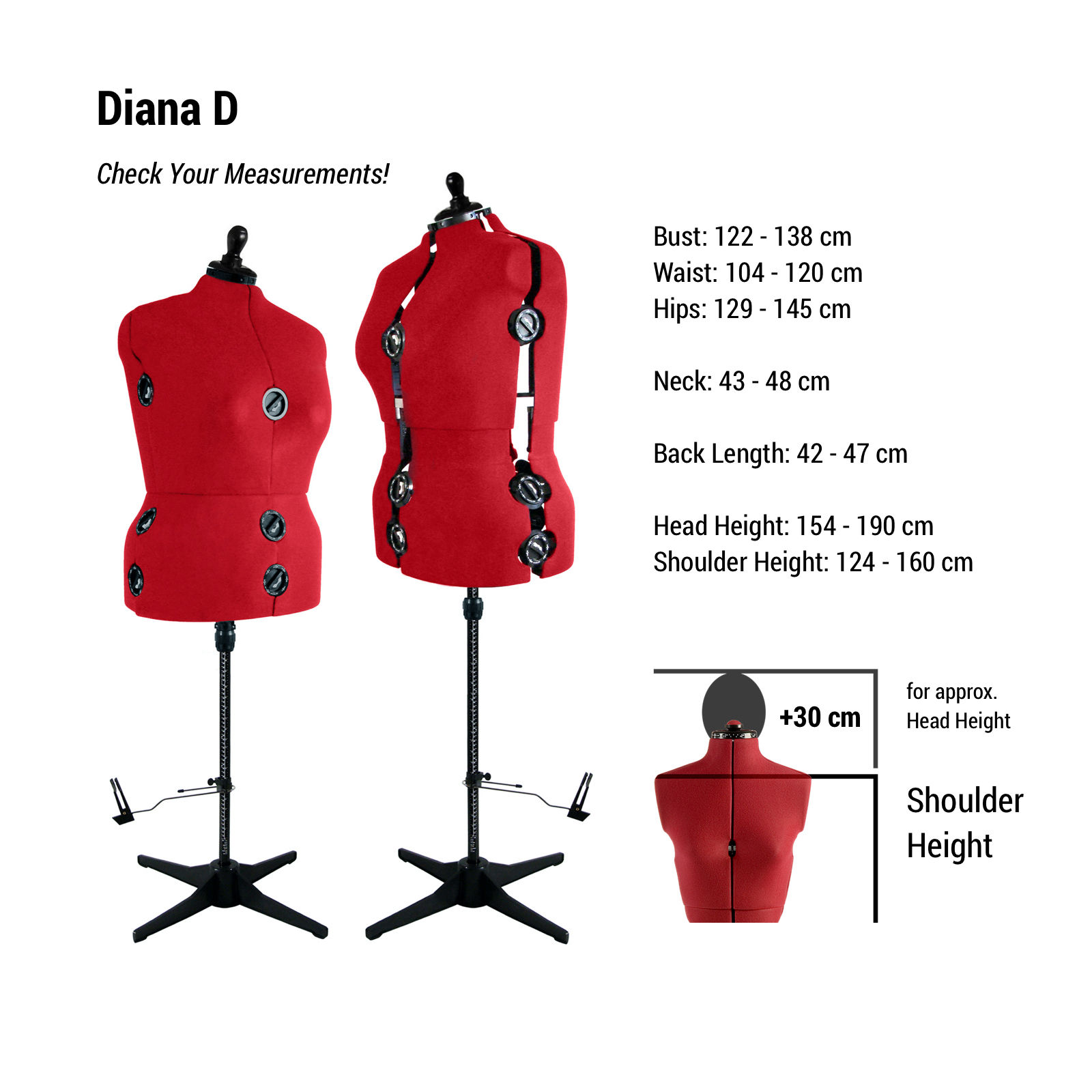 Adjustable Mannequin Dress Form Full Figure Female Plus Size Torso Tailor Sewing 