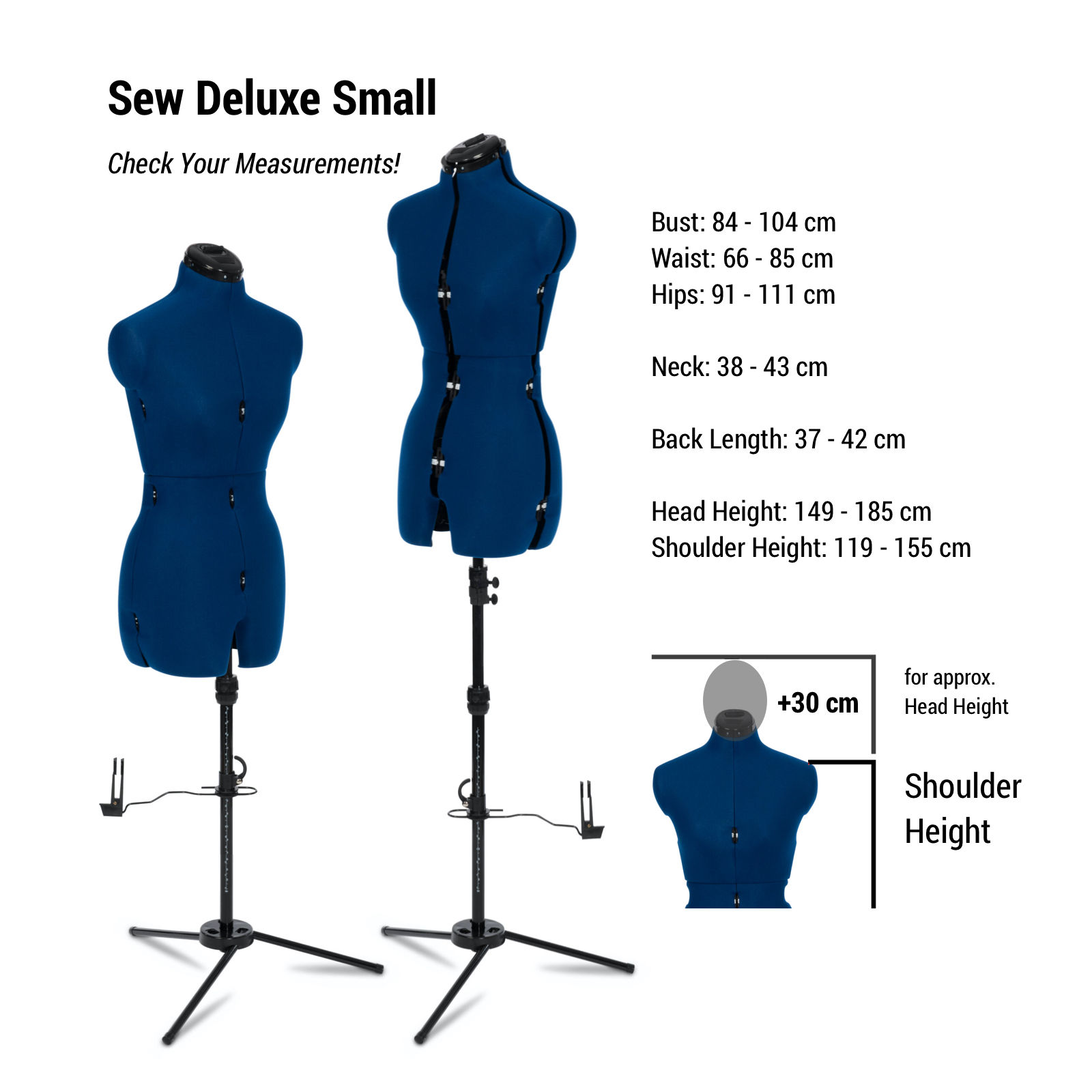 Details about   Adjustable Height Neck Bust Back Waist Hips Sew Mannequin Dress Form  Sizes 4-10 