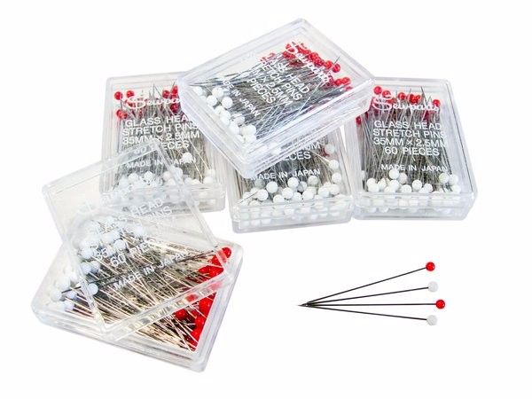 Glass Head Sewing Pins 35mm (x 300) Stainless Steel Straight Dressmaker Pins