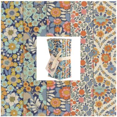 Tilda Fabric - Wallflower Fat Quarter x 5 Blues