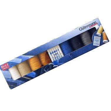 Gutermann Denim Sewing Thread Set - 8 Reels + Schmetz Jeans Needles