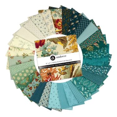Blue Willow Secret Stash Favourites Charm Pack - by Laundry Basket Quilts for Andover Fabrics