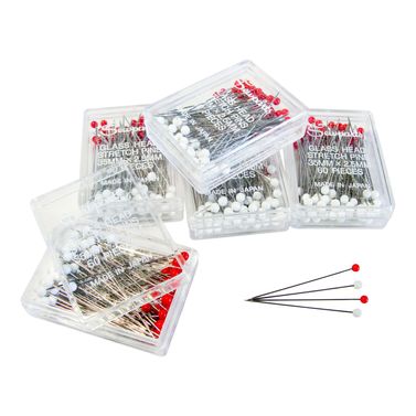 Glass Head Ball-Point Stretch Pins (also for Silk & Lace) 35mm x 5 boxes