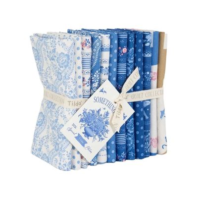 Tilda Fabric - Something Blue Blenders, Borders & Labels Fat Quarter 1/4 Bundle