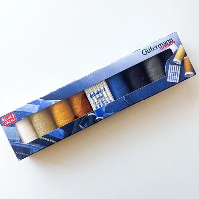 Gutermann Denim Sewing Thread Set - 8 Reels + Schmetz Jeans Needles