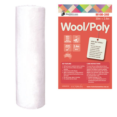 Matilda's Own Wool Poly Batting (240cm Width) - Whole Roll 30m