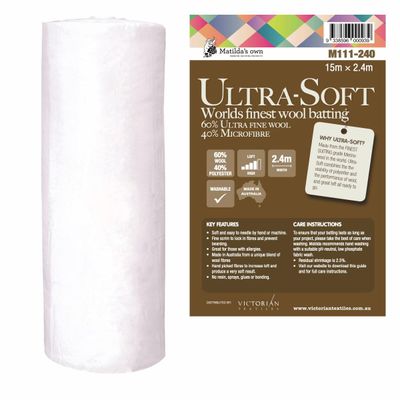 Matilda's Own Ultra Soft Wool Poly Batting (240cm Width) - Whole Roll 15m