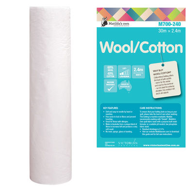 Matilda's Own Wool Cotton Batting (240cm Width)  - Whole Roll 30m