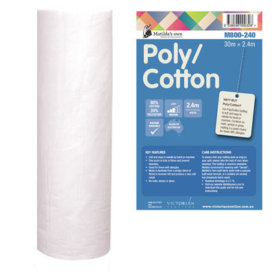 Matilda's Own Cotton Poly Batting (240cm Width) - Whole Roll 30m