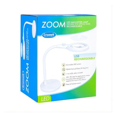 Triumph LED Magnifier Desk Lamp - 90mm Distortion-Free Optical Glass Lens