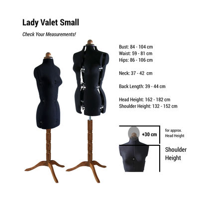 Adjustoform Lady Valet Mannequin Small Size 8 - 14 in Black