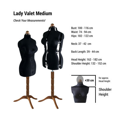 Adjustoform Lady Valet Mannequin Medium Size 14 - 20 in Black
