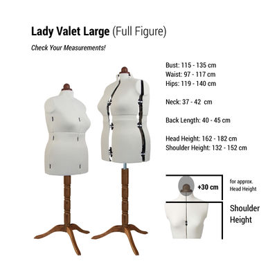 Adjustoform Lady Valet Mannequin Large Size 22 - 26 in Natural