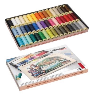 Gutermann Sew-All Polyester Sewing Thread in Nostalgic Box - 48 Reels