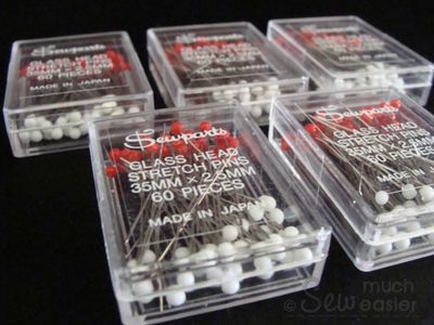 Glass Head Ball-Point Stretch Pins (also for Silk & Lace) 35mm x 5 boxes