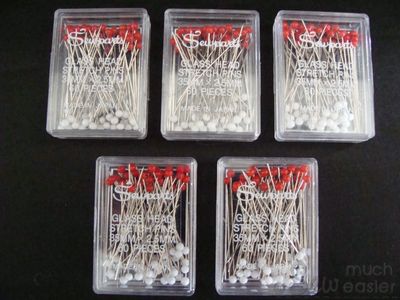 Glass Head Ball-Point Stretch Pins (also for Silk & Lace) 35mm x 5 boxes