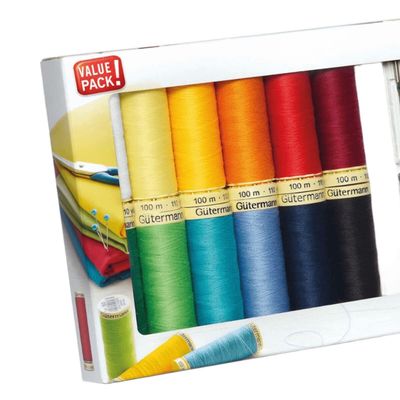 Gutermann Sew-All Thread Set - 12 Reels + Schmetz Needles & Prym Pins