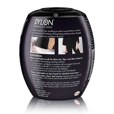 2x Dylon Wash & Dye Black Machine Dye Fabric Large 350G : :  Grocery