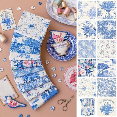 Tilda Fabric - Something Blue (Light) Fat Quarter 1/4 Bundle