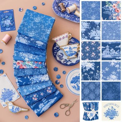 Tilda Fabric - Something Blue (Dark) Fat Quarter 1/4 Bundle