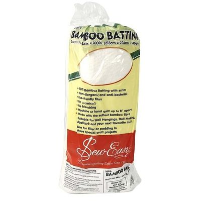 Sew Easy 100% Bamboo Quilt Batting - Queen Size 213 x 254 cm (84" x 100")