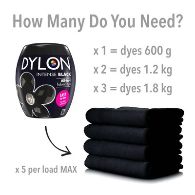 Dylon Intense Black Fabric Dye - Machine Dye Pod x 3 Packs