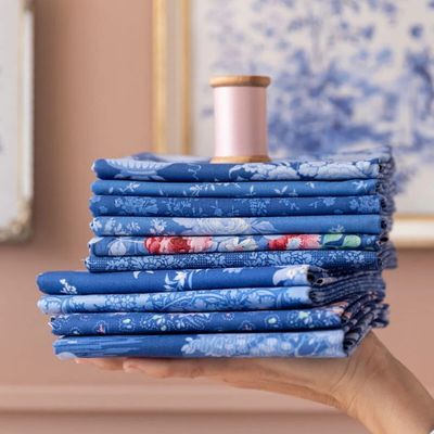 Tilda Fabric - Something Blue (Dark) Fat Quarter 1/4 Bundle