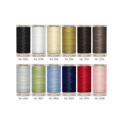 Gutermann 100% Mercerised Cotton Thread Kit for Hand Quilting - 12 Reels x 200m