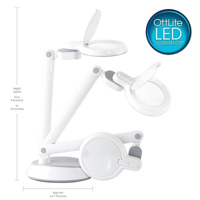 Ott-Lite Space-Saving LED Desk Lamp with Magnifier