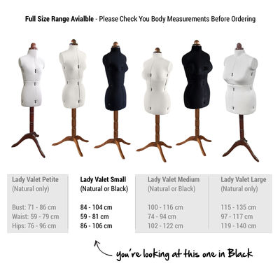 Adjustoform Lady Valet Mannequin Small Size 8 - 14 in Black