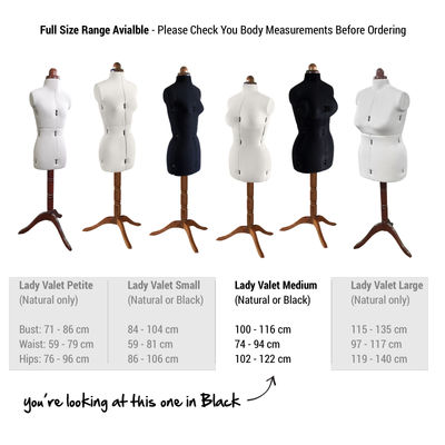 Adjustoform Lady Valet Mannequin Medium Size 14 - 20 in Black