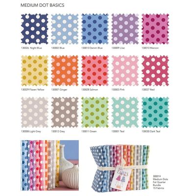 Tilda Fabric - Medium Dots Fat Quarter 1/4 Bundle Basic Blenders