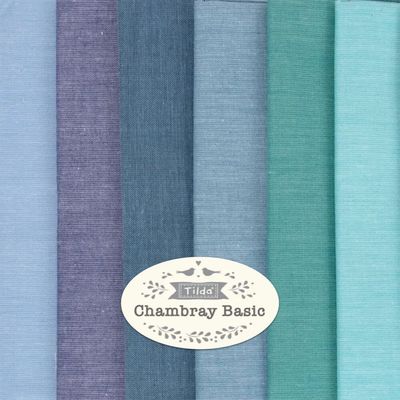 Tilda Fabric - Chambray Basic Fat Eighth 1/8 Bundle Basic Blenders