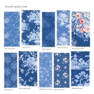 Tilda Fabric - Something Blue (Dark) Fat Quarter 1/4 Bundle