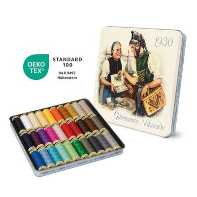 Gutermann Sew-All Polyester Sewing Thread in Nostalgic Box - 30 Reels
