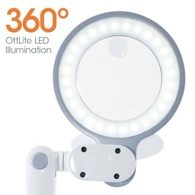 Ott-Lite Space-Saving LED Desk Lamp with Magnifier