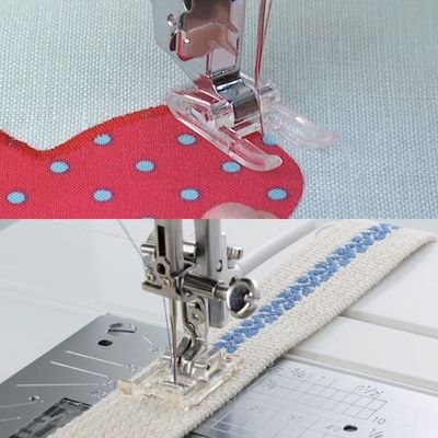 Applique Foot Set - Open & Close Toe (Universal for 7mm & 5mm machines) for Satin Stitch, Blanket Stitch & Zigzag