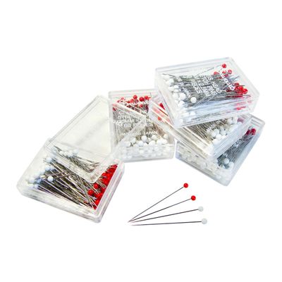 Glass Head Sewing Pins in Wooden Box
