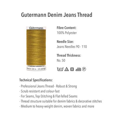 Gutermann Denim Sewing Thread Set - 8 Reels + Schmetz Jeans Needles