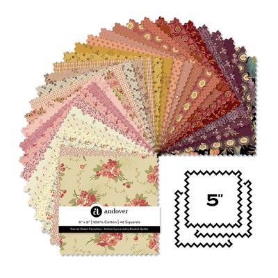 Amber Secret Stash Favourites Charm Pack - by Laundry Basket Quilts for Andover Fabrics