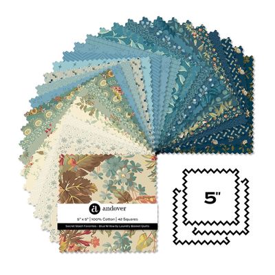 Blue Willow Secret Stash Favourites Charm Pack - by Laundry Basket Quilts for Andover Fabrics