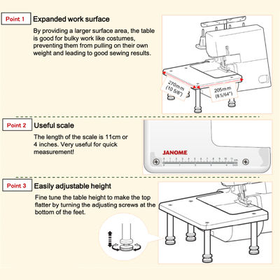 Janome Overlocker Extension Table (202 438 106) fits MyLock 544D, 8004D, 8002DX