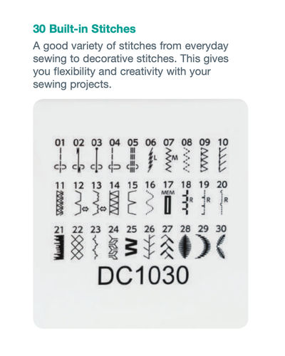 Janome DC1030 Basic Computerised Sewing Machine - Best for Budget