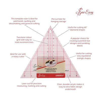 Sew Easy Patchwork Quilting Ruler Set - Triangles for Rotary Cutting