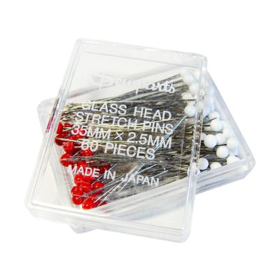 Glass Head Ball-Point Stretch Pins (also for Silk & Lace) 35mm x 5 boxes