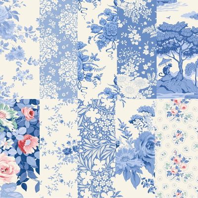 Tilda Fabric - Something Blue (Light) Fat Quarter 1/4 Bundle