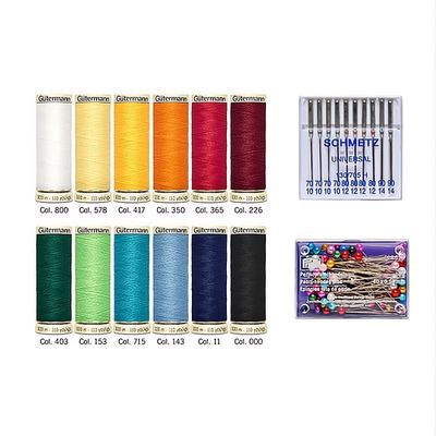 Gutermann Sew-All Thread Set - 12 Reels + Schmetz Needles & Prym Pins