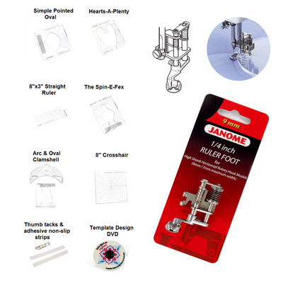 Janome Ruler Work Kit + Foot (202-441-009) for High Shank 9mm / 7mm
