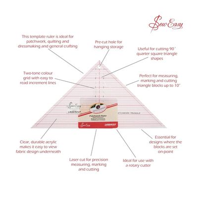 Sew Easy Patchwork Quilting Ruler Set - Triangles for Rotary Cutting
